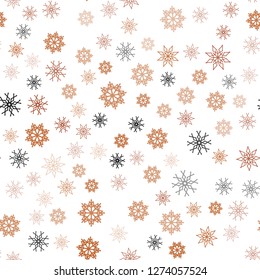 Light Red vector seamless cover with beautiful snowflakes. Glitter abstract illustration with crystals of ice. Template for business cards, websites.