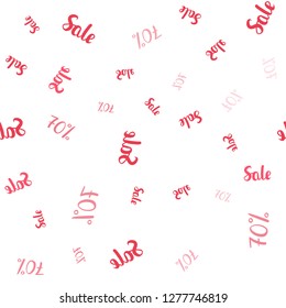 Light Red vector seamless cover with symbols of 70 % sales. Illustration with signs of sales on abstract template. Backdrop for super sales on Black Friday.