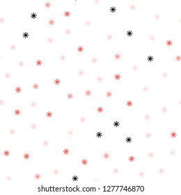 Light Red vector seamless cover with beautiful snowflakes. Shining colorful illustration with snow on abstract template. Pattern for design of fabric, wallpapers.