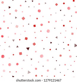 Light Red vector seamless cover with polygonal style with circles. Abstract gradient illustration with circles, triangles, cubes. Pattern for design of fabric, wallpapers.