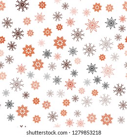 Light Red vector seamless cover with beautiful snowflakes. Glitter abstract illustration with crystals of ice. Pattern for design of window blinds, curtains.