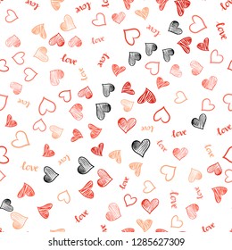 Light Red vector seamless cover with quote LOVE YOU, hearts. Colorful illustration with quote LOVE YOU, hearts. Design for wallpaper, fabric makers.