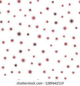 Light Red vector seamless cover with beautiful snowflakes. Glitter abstract illustration with crystals of ice. Texture for window blinds, curtains.