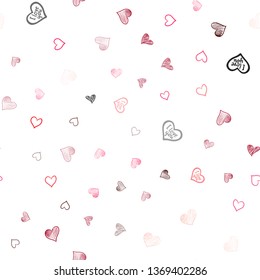 Light Red vector seamless cover with Shining hearts. Blurred decorative design in doodle style with hearts. Pattern for carnival, festival romantic leaflets.