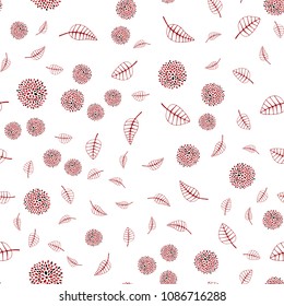 Light Red vector seamless doodle layout with leaves and flowers. An elegant bright illustration with leaves and flowers. The best blurred design for your business.