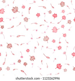 Light Red vector seamless doodle template. Creative illustration in blurred style with leaves. Pattern for brand book.
