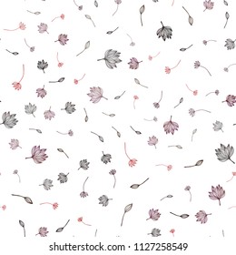 Light Red vector seamless doodle cover. A vague abstract illustration with leaves in doodles style. The textured pattern for website.