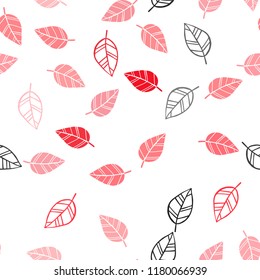 Light Red vector seamless doodle backdrop with leaves. Doodle illustration of leaves in Origami style with gradient. Trendy design for wallpaper, fabric makers.