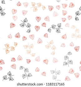 Light Red vector seamless doodle pattern with leaves. Doodle illustration of leaves in Origami style with gradient. Design for textile, fabric, wallpapers.