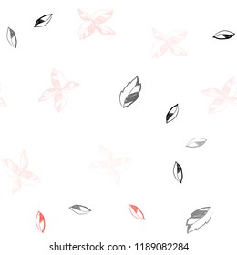 Light Red vector seamless doodle background with leaves. Modern geometrical abstract illustration with leaves. Template for business cards, websites.
