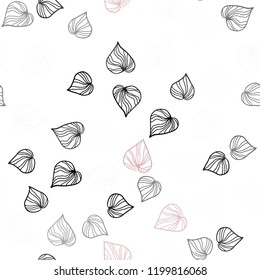 Light Red vector seamless doodle pattern with leaves. leaves on elegant natural pattern with gradient. Template for business cards, websites.