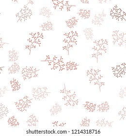 Light Red vector seamless doodle backdrop with branches. Sketchy doodles on white background. Design for textile, fabric, wallpapers.