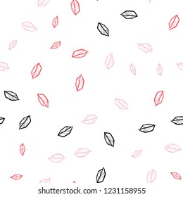 Light Red vector seamless doodle pattern with leaves. Decorative illustration with doodles on abstract template. Texture for window blinds, curtains.