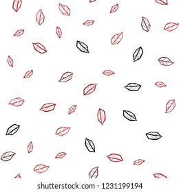 Light Red vector seamless doodle pattern with leaves. Sketchy doodles with leaves on blurred background. Texture for window blinds, curtains.