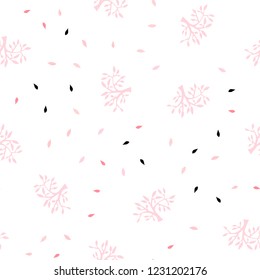 Light Red vector seamless doodle template with leaves, branches. Colorful illustration in doodle style with leaves, branches. Design for wallpaper, fabric makers.