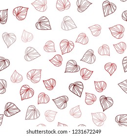 Light Red vector seamless doodle backdrop with leaves. Blurred decorative design in Indian style with leaves. Pattern for trendy fabric, wallpapers.