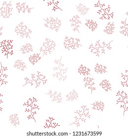 Light Red vector seamless doodle template with branches. Abstract illustration with leaves, branches in doodles style. Pattern for trendy fabric, wallpapers.