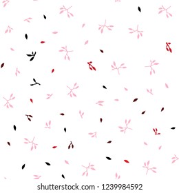 Light Red vector seamless doodle pattern with leaves. Colorful abstract illustration with leaves in doodle style. Design for textile, fabric, wallpapers.