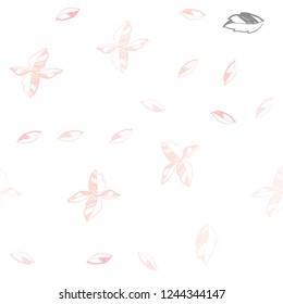 Light Red vector seamless doodle background with leaves. Modern geometrical abstract illustration with leaves. Template for business cards, websites.