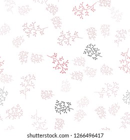 Light Red vector seamless doodle template with branches. Colorful illustration in doodle style with leaves, branches. Design for textile, fabric, wallpapers.