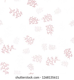 Light Red vector seamless doodle backdrop with branches. Brand new colored illustration with leaves and branches. Design for wallpaper, fabric makers.