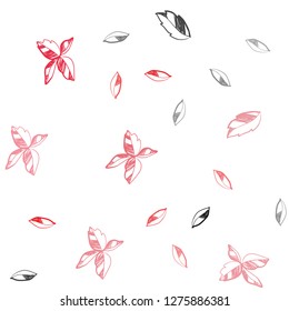 Light Red vector seamless doodle layout with leaves. Blurred decorative design in Indian style with leaves. Template for business cards, websites.