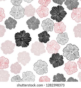 Light Red vector seamless doodle backdrop with flowers. Decorative design of flowers on white background. Texture for window blinds, curtains.