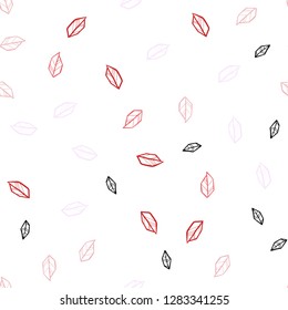 Light Red vector seamless doodle background with leaves. leaves on elegant natural pattern with gradient. Texture for window blinds, curtains.