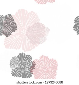 Light Red vector seamless doodle pattern with flowers. Colorful illustration in doodle style with flowers. Pattern for design of fabric, wallpapers.