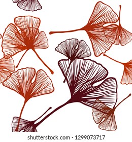 Light Red vector seamless doodle template with leaves. A vague abstract illustration with leaves in doodles style. Pattern for design of fabric, wallpapers.