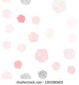 Light Red vector seamless doodle background with flowers. Flowers with gradient on white background. Pattern for design of fabric, wallpapers.