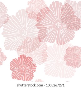 Light Red vector seamless doodle layout with flowers. Abstract illustration with flowers in doodles style. Texture for window blinds, curtains.