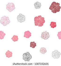 Light Red vector seamless doodle template with flowers. Colorful illustration in doodle style with flowers. Template for business cards, websites.
