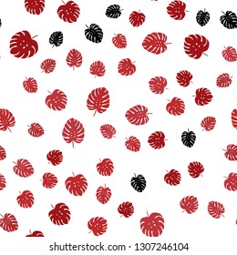 Light Red vector seamless doodle background with leaves. New colorful illustration in doodle style with leaves. Pattern for trendy fabric, wallpapers.