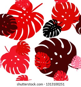 Light Red vector seamless doodle texture with leaves. Modern geometrical abstract illustration with leaves. Pattern for trendy fabric, wallpapers.