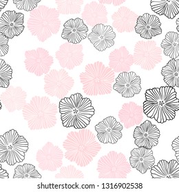 Light Red vector seamless doodle pattern with flowers. Colorful illustration in doodle style with flowers. Texture for window blinds, curtains.