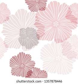 Light Red vector seamless doodle pattern with flowers. Flowers in natural style on white background. Template for business cards, websites.