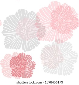Light Red vector seamless doodle backdrop with flowers. Doodle illustration of flowers in Origami style. Pattern for design of fabric, wallpapers.