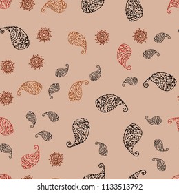 Light Red vector seamless elegant background with leaves and flowers. Modern abstract illustration with leaves and flowers. Hand painted design for web, leaflet, textile.