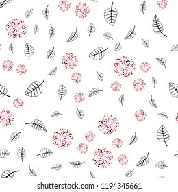 Light Red vector seamless elegant wallpaper with leaves, flowers. Colorful illustration in doodle style with leaves, flowers. Pattern for design of window blinds, curtains.