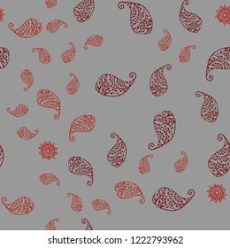 Light Red vector seamless elegant wallpaper with leaves and flowers. Sketchy doodles on white background. Brand new design for your business.