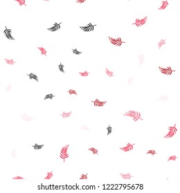 Light Red vector seamless elegant wallpaper with leaves. Brand new colored illustration in blurry style with leaves. Pattern for design of window blinds, curtains.