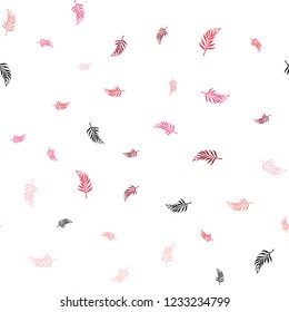 Light Red vector seamless elegant wallpaper with leaves. A vague abstract illustration with leaves in doodles style. Pattern for design of window blinds, curtains.