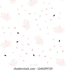 Light Red vector seamless elegant template with leaves, branches. Colorful illustration in doodle style with leaves, branches. Texture for window blinds, curtains.