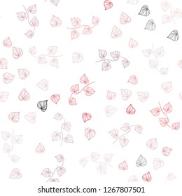 Light Red vector seamless elegant template with leaves. Colorful illustration in doodle style with leaves. Trendy design for wallpaper, fabric makers.