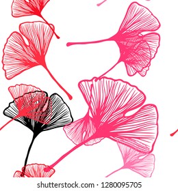 Light Red vector seamless elegant template with leaves. Blurred decorative design in Indian style with leaves. Texture for window blinds, curtains.