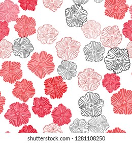 Light Red vector seamless elegant template with flowers. Flowers in natural style on white background. Design for wallpaper, fabric makers.