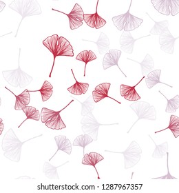 Light Red vector seamless elegant template with leaves. A vague abstract illustration with leaves in doodles style. Texture for window blinds, curtains.