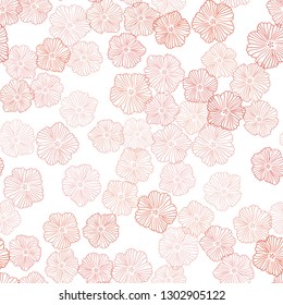 Light Red vector seamless elegant wallpaper with flowers. Abstract illustration with flowers in doodles style. Texture for window blinds, curtains.