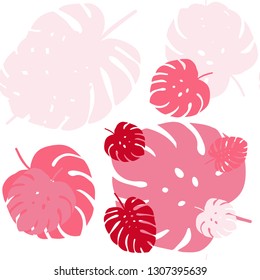 Light Red vector seamless elegant wallpaper with leaves. An elegant bright illustration with leaves in Natural style. Pattern for design of fabric, wallpapers.